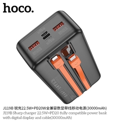 Pin sạc nhanh 22.5w HOCO J119B 30.000mAh dự phòng có màn hình lcd kèm cáp liền pin chính hãng [BH: 1 NĂM]