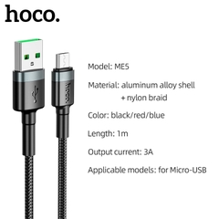 Cáp sạc nhanh 3A micro HOCO ME5 1M samsung dây dù chính hãng [BH 1 năm]