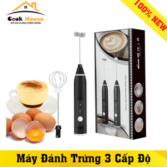 Máy đánh trứng, cây khuấy tạo bọt cà phê 3 cấp độ 2 đầu đánh [BH 1 tuần]