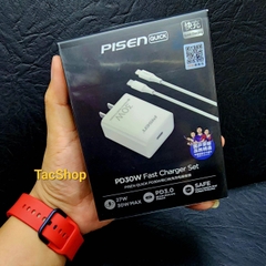 Bộ sạc nhanh 30w PISEN TS-C160 (c-l) kèm cáp pd type c ra iphone lightning 20w chính hãng [BH 6 tháng]