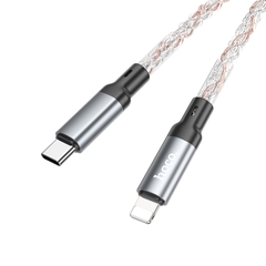 Cáp sạc nhanh 20w dây led HOCO U112 (c-l) (Type C ra iPhone Lightning) 1m chính hãng (1 mét) [BH 1 năm]