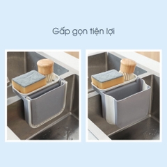 Thùng lọc rác gắn bồn rửa bát gấp gọn kèm khay để giẻ lau 2in1 - Rổ lọc rác gắn bồn rửa chén bỏ thức ăn thừa đa năng có lỗ thoát nước