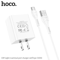 Bộ sạc nhanh HOCO C89 (cáp usb ra iphone Lightning) 2 cổng usb chính hãng [BH 1 năm]