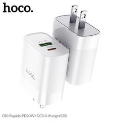 Bộ sạc nhanh 20w Hoco C80 (c-l) PD kèm cáp Type C ra iPhone Lightning cho iPhone 11 12 13 Pro Max chính hãng [BH 1 năm]