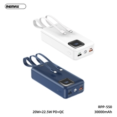 Pin sạc nhanh 22.5w REMAX RPP-550 30.000mAh kèm cáp liền pin dự phòng PD+QC3.0 chính hãng [BH 1 năm]