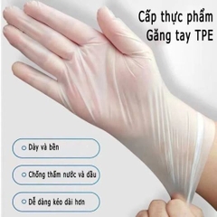 Bao tay cao su siêu dai trong suốt hộp 100pcs (găng tay TPE) Victoria Bay làm bếp