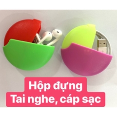 Hộp đựng tai nghe có dây, cáp sạc phối 2 màu thời trang [BH: NONE]