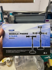 GIÁ ĐỠ KẸP 2 ĐIỆN THOẠI DC02 LIVESTREAM PROFESSSIONALMOBILE PHONE STAND ĐẾ TRÒN, ĐIỀU CHỈNH CAO THẤP [BH: NONE]