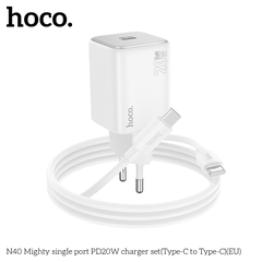 Bộ sạc nhanh 20w HOCO N40 (c-c) cáp 2 đầu type-c chính hãng (cóc 1 cổng type-c) [Bh 1 năm]