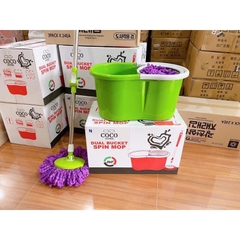 Thùng lau nhà lõi kim loại CoCo Home Dual Bucket Spin Mop (hộp trắng xám) [BH: None]