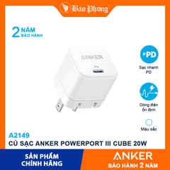 Cóc sạc nhanh 20w PD ANKER Powerport III A2149 PD Nano 1 cổng type c cho iPhone 11 12 13 Pro Max chính hãng [BH 1 năm]