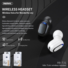 Tai nghe bluetooth REMAX RB-T31 siêu tí hon mini chống ồn pin trâu nghe 1 bên chính hãng [BH 6 tháng]