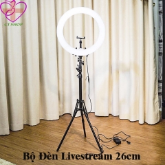 Đèn led livestream led ring CN-R640 26cm kèm chân 3 chân đứng 2.1m giá đỡ điện thoại loại 1 siêu sáng [BH: 1 tuần]