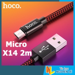 Cáp sạc nhanh 3A micro 2m HOCO X14 MAX 2 mét Samsung Micro dây dù chính hãng [BH 1 NĂM]