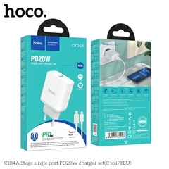 Bộ sạc nhanh 20w Hoco C104A (c-l) PD kèm cáp Type C ra iPhone Lightning cho iPhone 11 12 13 Pro Max chính hãng [BH 1 năm]