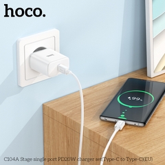 Bộ sạc nhanh 20w Hoco C104A (c-l) PD kèm cáp Type C ra iPhone Lightning cho iPhone 11 12 13 Pro Max chính hãng [BH 1 năm]