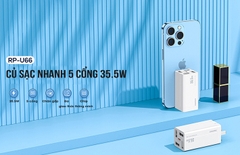 Cóc sạc nhanh 35.5w 5 cổng REMAX RP-U66 (4 cổng usb + 1 cổng type c) chính hãng [BH 1 năm]