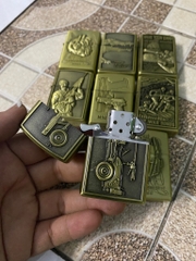 Quẹt zippo Khắc Nổi màu đồng dùng xăng nhiều hình [BH: None] / pktn sale