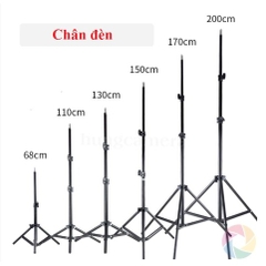 Giá đỡ Chân đèn 1.6m-2.1m(tuỳ lô) 3 chân studio cho đèn livestream 26cm 33cm, chân đèn flash chụp ảnh, quay phim