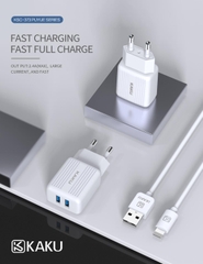 Bộ sạc nhanh 2.4A KAKU KSC-373 (cáp usb ra iphone lightning) (cóc 2 cổng usb) chính hãng [BH 3 tháng]