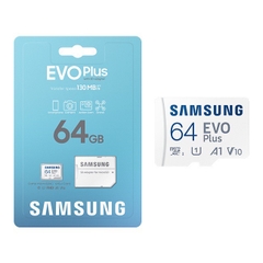 Thẻ nhớ Micro SD Samsung Evo Plus A1 64GB (THẺ MÀU TRẮNG, VỸ XANH DƯƠNG) Class 10 - Read 100MB/s + Write 20MB/s hàng chính hãng (Kèm Adapter) FULL BOX [BH 2 năm]