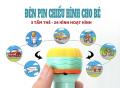 Đèn pin chiếu hình 3D full box kèm 10 thẻ 80 hình phát triển trí não cho bé / pktn sale