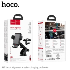 Giá đỡ điện thoại HOCO S35 (2 kiểu đổi) gắn xe, kiêm đế sạc không dây cho xe hơi, ô tô chính hãng [BH 1 năm]