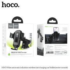 Đế sạc không dây xe hơi kiêm giá đỡ điện thoại ô tô HOCO HW3 chính hãng [BH 1 năm]