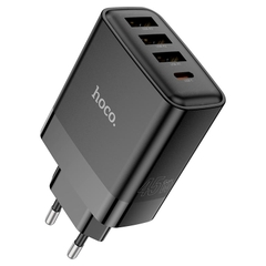 Cóc sạc nhanh 45w HOCO C127A chính hãng (1 cổng Type-C PD vs 3 cổng Usb QC3.0) chân tròn EU [BH 1 năm]