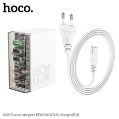 Cóc sạc nhanh 65w HOCO N36 chính hãng (3 cổng type-c PD vs 3 cổng usb QC3.0) [BH 1 năm]