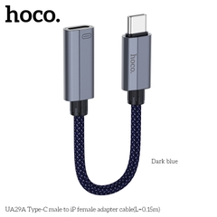 Cáp chuyển, jack HOCO UA29A chuyển Type-C ra iPhone Lightning ngắn 15cm chính hãng [BH 1 năm]