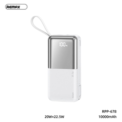 Pin sạc nhanh 22.5w REMAX RPP-678 10.000mAh dự phòng PD QC3.0 kèm cáp liền pin chính hãng [BH 1 năm]