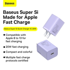 Cóc sạc nhanh mini 20w BASEUS nhiều màu SuperSi 1C  chính hãng [BH: 1 năm]