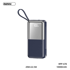 Pin sạc nhanh 22.5w REMAX RPP-678 10.000mAh dự phòng PD QC3.0 kèm cáp liền pin chính hãng [BH 1 năm]