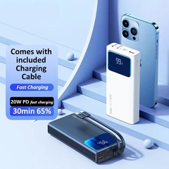 Pin sạc nhanh 22.5w REMAX RPP-535 20.000mAh PD QC3.0 dự phòng kèm cáp liền pin (có thể tháo rời được để ghim cổng type-c out) chính hãng [BH 1 năm]