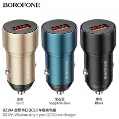 Cóc sạc nhanh 18w xe hơi BOROFONE BZ19A QC3.0 1 cổng usb Wisdom chính hãng [BH 1 năm]