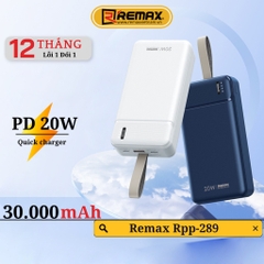 Pin sạc nhanh 20w REMAX RPP-289 30.000mAh dự phòng QC3.0 PD chính hãng [BH 1 năm]