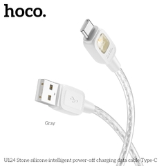 Cáp sạc nhanh tự ngắt 3A Hoco U124 usb ra Type C dây silicon chính hãng [BH 1 Năm]