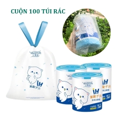 Cuộn 100 túi đựng rác MINAER có quai xách dẻo dai tiện lợi