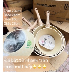 Chảo chống dính vân đá (xài được bếp từ) 20cm DẸT Emoojoo xuất Hàn [BH: NONE]