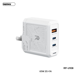 Cóc sạc nhanh 65w Remax RP-U108 3 cổng (2 cổng Type + 1 cổng usb) QC3.0+PD 20W chính hãng [BH: 1 năm]