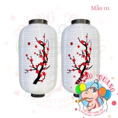 Lồng đèn Nhật Bản vải trụ Hoa Anh Đào (cặp)