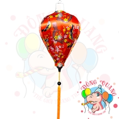 Lồng đèn Hội An vải bóng hoa văn - dáng tỏi