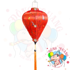 Lồng đèn Hội An vải bóng hoa văn - dáng tỏi