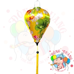 Lồng đèn Hội An vải bóng hoa văn - dáng tỏi
