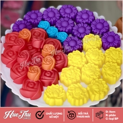 Combo khuôn silicon 5 Hoa Sen 5cm, 5 Hoa Cúc 5cm, 10 Hoa Hồng 3/5cm làm bánh rau câu, bánh da lợn