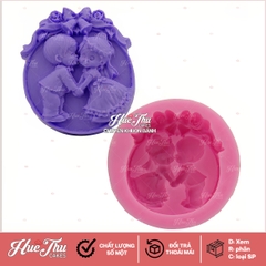 Khuôn silicon Bé Trai Bé Gái nắm tay làm bánh rau câu 3D 4D nhấn xôi, fondant, socola, nến hanmade