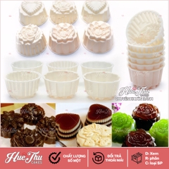 Khuôn rau câu, nhấn xôi Hoa Sen, Hoa Hồng, Trái Tim 150g (bộ 6 khuôn) dùng làm bánh rau câu trung thu, ép xôi