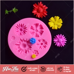 Khuôn silicon hoa Cúc trung (vỉ nhiều bông) làm bánh rau câu 3D 4D nhấn xôi, fondant, socola, nến hanmade