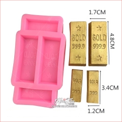 Khuôn silicon Thỏi Vàng Nhỏ (vỉ 4 thỏi) làm bánh rau câu 3D 4D nhấn xôi, fondant, socola, nến hanmade